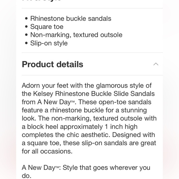 Kelsey Rhinestone Buckle Slide Sandals A New Day Tan Square Toe, Block Heel - Picture 9 of 9